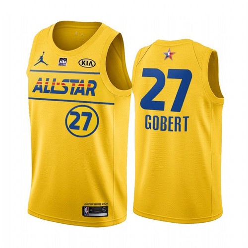 Men's 2021 All-Star Lakers Jazz #27 Rudy Gobert Yellow Western Conference Stitched NBA Jersey